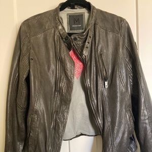 Grey  moto leather Lambskin jacket slim fit